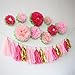 Mybbshower Pink Paper Flower Wedding Centerpiece Birthday Party Backdrop Nursery Room Wall Home Decoration Pack of 9