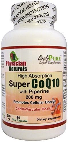 Super CoQ10 W/ Piperine 200 mg 60 capsules Max Absorption by Physician Naturals