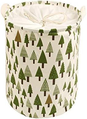 KAIGOTOQIGO Large Storage Bin Cotton Linen Fabric Folding Storage Basket with Handles Toy Boxes/Toy Storages/Toy Organizer/Laundry Baskets/Nursery Hampers (Triangle Tree)