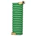 Expandable Garden Hose with 8 Pattern Hand Spray Nozzle Solid Brass Ends Lightweight Flexible Watering Hose Double Latex Core, Extra Strength Fabric 50ft(Green)