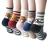 YSense 4-5 Pairs Womens Cute Funny Dog Socks Casual Cotton Crew Animal Socks