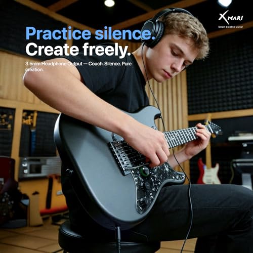 Enya XMARI Smart Electric Guitar with Built-in DSP Effects, 4 Presets, USB-C OTG Recording, Headphone Output, Custom Ceramic Pickups, Carbon Fiber Body, with Bag