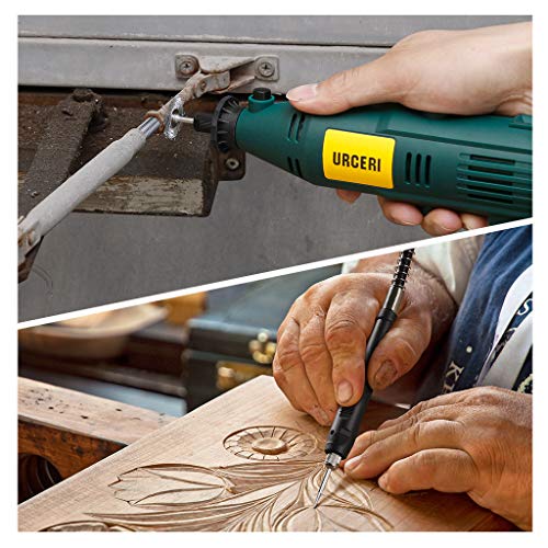 URCERI Rotary Tool Kit with Flex Shaft and 100 Accessories, 6 Adjustable speed, 120V/60HZ Frequency, 135W Power and 35000 rpm No-Load Speed, Multiple-Function for Craft Projects