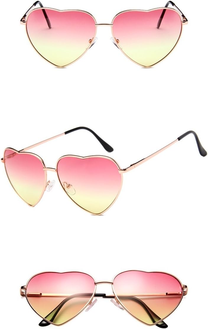 Women's Metal Colorful Tinted Lens Heart Sunglasses