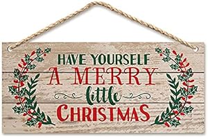 WTTORDE Christmas Door Hanging Sign，Big Wall Wood Winter Decorations Signs，Indoor Outdoor Decorative Ornament for Home, Classroom, Office（7 x 13.8x 0.2 inches）