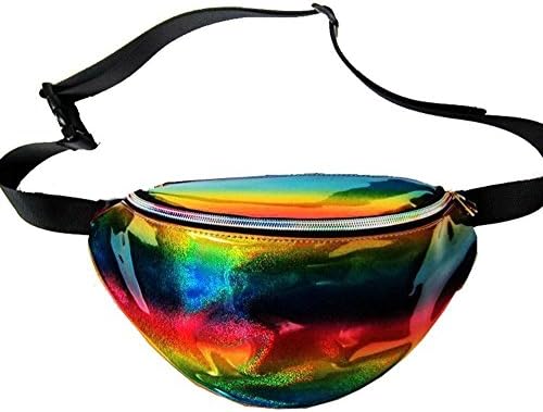 Fashion Neon Stylish Water Resistant Fanny Pack for Women Rave Festival Beach Waist Bags, Rainbow