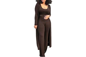 HANMAX Women's Tracksuit Winter Autumn Knitted Long-sleeved Blazer Coat Tank Long Pants Three Piece Sets Outfit