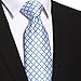 KissTies White Blue Tie 63'' XL Extra Long Ties Diamond Check Necktie