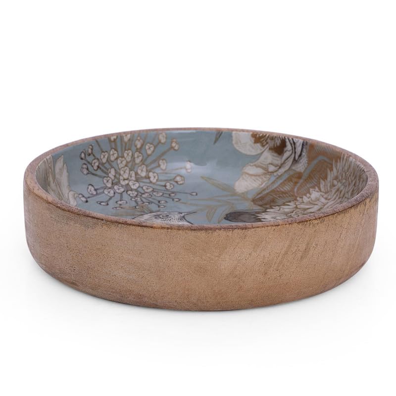 Photo 1 of ***The inside material is peeling off***Handmade 8 x 2" Decorative Mango Wood Snack Serving Bowl For Dry Fruits Chips Coffee Table Countertop Display Key Bowl Tableware Kitchen Living Room Home Decor Accents Dinnerware***The inside material is peeling off