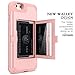 WeLoveCase iPhone 6/6s Wallet Case Defender Wallet Design with Hidden Back Mirror and Card Holder Heavy Duty Protection Shockproof 3 in 1 All-Round Armor Protective Case for iPhone 6 6S - Rose Gold