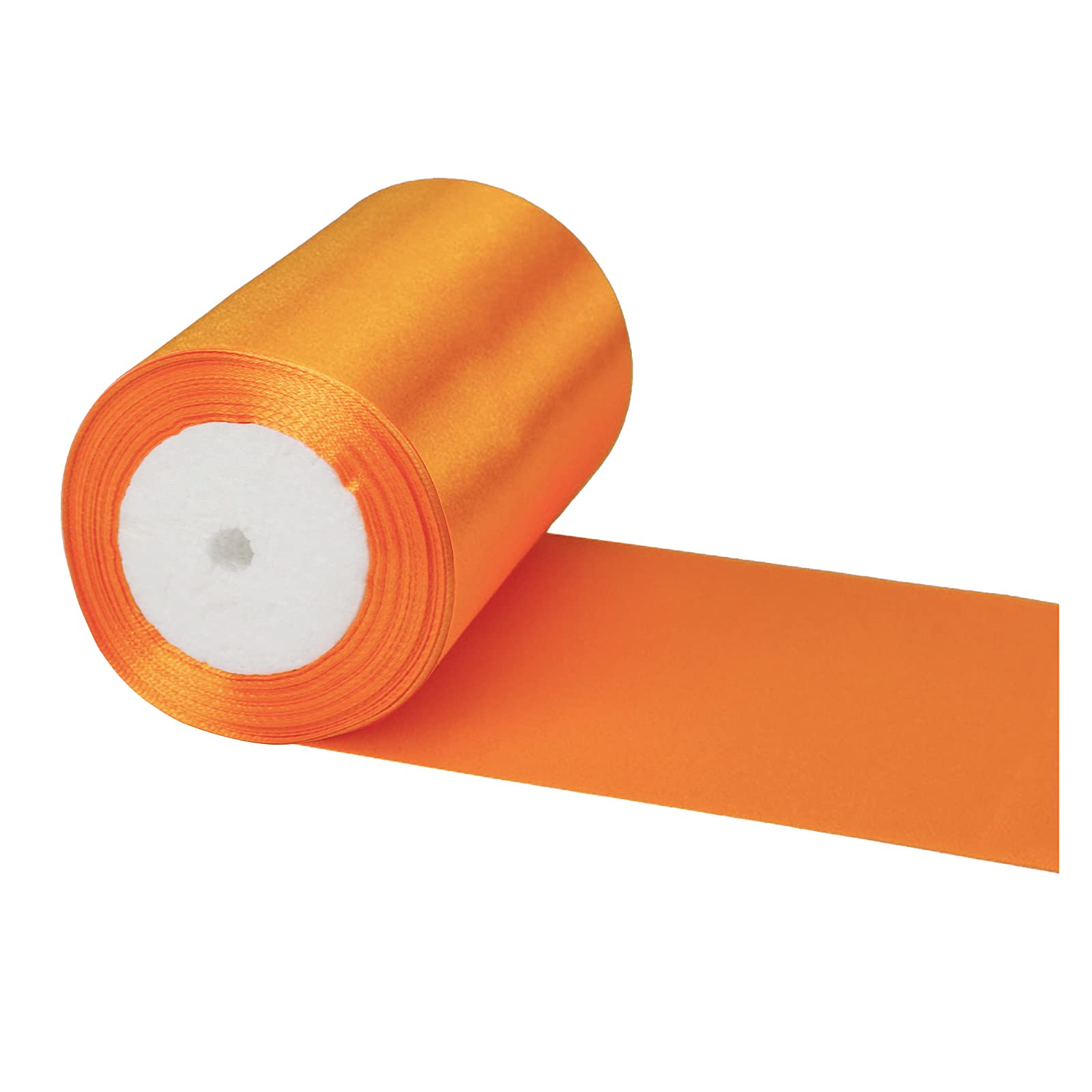 POPOYU Wide Thick Orange Ribbon 10CM for Gift Wrapping,23M 4Inch Big Satin Xmas Large Bow Car Christmas Crafting,Bouquets,Wedding Car,Presents,Cake Decorations