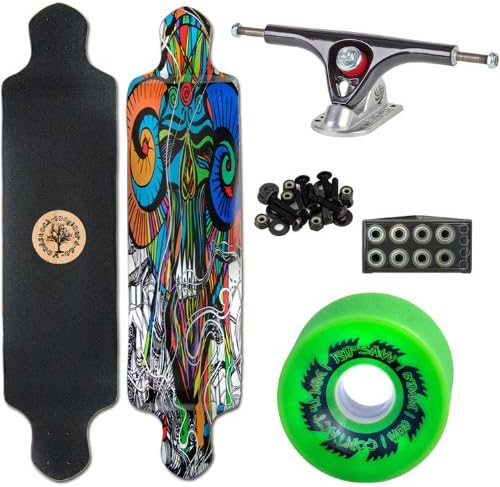 Woodstock Tune In 41" Drop Deck Longboard Complete with Paris Raw/Black Trucks Abec 9 Bearings and Ripsaw Wheels