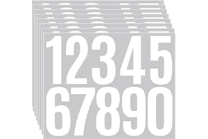 LAJEBZOM 3 Inch 0-9 Mailbox Numbers for Outside, 8 Sheets Self Adhesive Waterproof Vinyl Number Stickers for Signs, Door, Garbage Bins, House Address Bulletin Boards, Posters, Windows & Home Decor（White ）