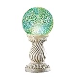 Collections Etc Mosaic Solar Gazing Ball Globe with Grecian-Style Stand, Outdoor Accent Light