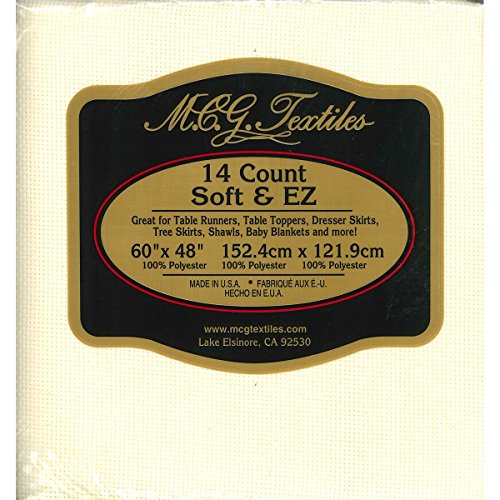 M C G Textiles 56305 14 Count Soft & EZ Aida Craft Fabric, 48" x 60", Ivory