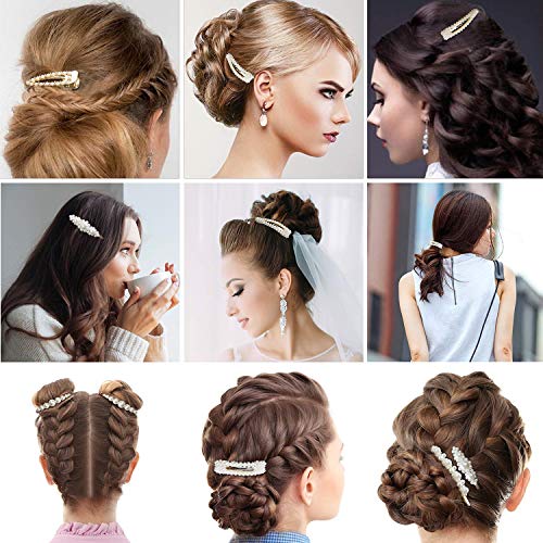 CINEEN 12 Stücke Perle Haarspange Künstliche Haarnadeln Haar Snap Clips Haarklammern Haarspangen Zubehör Für Mädchen Damen