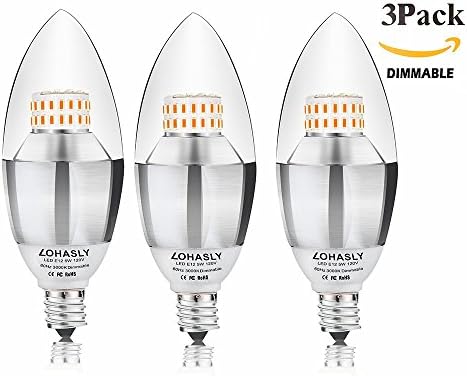 LOHASLY LED Candelabra Light Bulb, 5 Watt (40 Watt Equivalent) Dimmable Soft White 3000K LED Bulbs, E12 Candelabra Base LED Light Bulbs For Home Lighting (3 Pack)