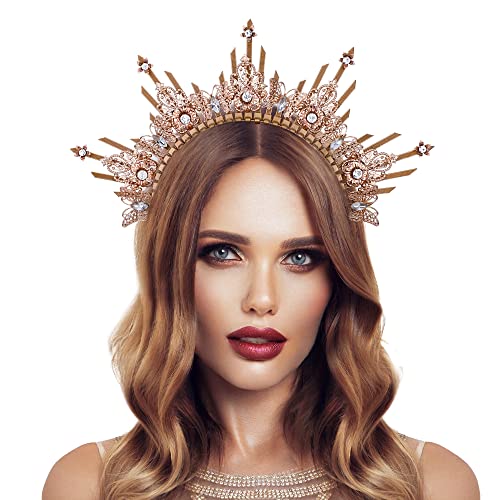 COSUCOS Gold Halo Crown Headpiece - Sunburst Spiked Headband  display picture 1