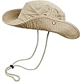 Bucket Hats with String Wide Brim Hiking Fishing UV Sun Protection Safari Unisex Boonie