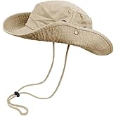 Bucket Hats with String Wide Brim Hiking Fishing UV Sun Protection Safari Unisex Boonie