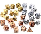 Gold, Silver Bronze Polyhedral Dice _ Set of 30 Dice