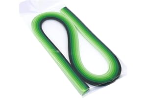 ODETOJOY Multi-Color Paper Quilling Strips Set - 6 Gradient Colors - 21-inch Length - 10mm Width (0.4 in) - DIY Quilling Strips Assortment Crafts (Green)