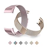 Tecson Magnetic Bands Compatible Fitbit Charge 2 (Pack of 2), Stainless Steel Metal Milanese Replacement Strap with Magnet Lock for Fitbit Charge 2, Champagne Gold and Rose Pink