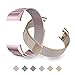Tecson Magnetic Bands Compatible Fitbit Charge 2 (Pack of 2), Stainless Steel Metal Milanese Replacement Strap with Magnet Lock for Fitbit Charge 2, Champagne Gold and Rose Pink