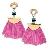Fashewelry Tassels Dangle Drop Earrings Ethnic Handcrafted Bohemia Stud Earrings Eardrop Vintage Gothic Jewellery for Women and Girls (Pink)