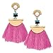 Fashewelry Tassels Dangle Drop Earrings Ethnic Handcrafted Bohemia Stud Earrings Eardrop Vintage Gothic Jewellery for Women and Girls (Pink)