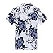 Palm Wave Men's Hawaiian Shirt Aloha Shirt L White with Navy Floral