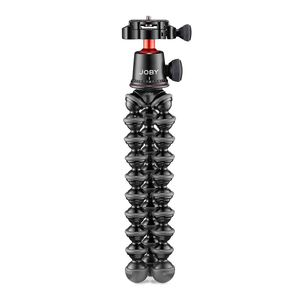Joby GorillaPod 3K Pro Kit, Includes Stand & BallHead with QR Plate, 6.Lb Load Capacity, Black/Charcoal/Red