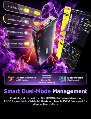 AsiaHorse UMBRA ARGB PWM Fan Hub for PC Case, ARGB PC ARGB Controller 10 Ports 5V 3 Pin with Exclusive Software, LED Number Detection, Canvas Mode Screen Sync