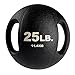 Body-Solid Heavy-Duty Exercise Medicine Balls with Dual Handles (BSTDMB25), Durable Non Slip Rubber Grip Medicine Ball for Weights Training, Weightlifting & Core Workouts, Black, 25lb Weight