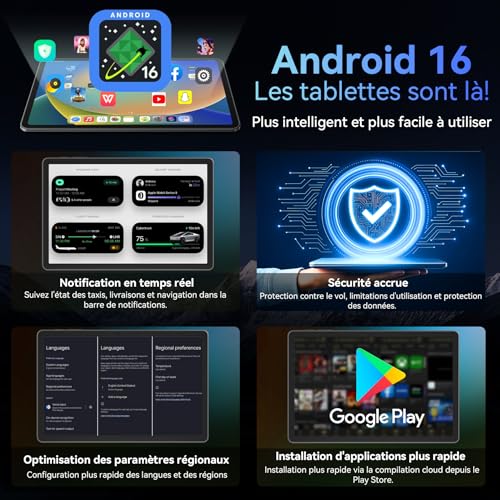 TABWEE Android 16 Tablette avec Clavier - 11 Pouces, 24Go+128Go(2To TF), Unisoc T615, 8000 mAh, 13 MP+5 MP, Gemini AI, Widevine L1, 5G WiFi, Claviers, Souris, Stylet et Tablette Tactile - Bleu