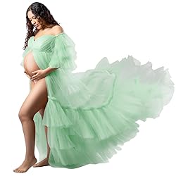 Tianzhihe Fluffy Tulle Maternity Robe for