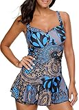 Urban Virgin Women Shaping Body One Piece Boy-Leg Bathing Suit Swim Dress Printed Swimwear Swimsuits for Women
