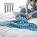 Fandian Crochet Mermaid Tail Blankets Photo Prop for Adults Women Teens Blue (Blue)