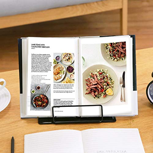 image for GeLive Metal Cookbook Holder, Adjustable Recipe Stand, Foldable Book R