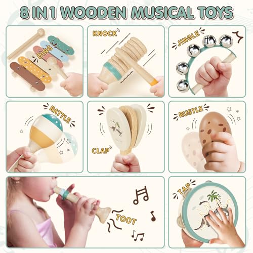 Lehoo Castle Montessori Enfant Jouet Instrument de Musique 1 2 3 Ans, Bebe Cadeau Jeux Xylophone Musicaux en Bois, Bebe Jouet Cadeau Fille Garçons