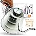 Pour Over Coffee Kettle with Thermometer - Gooseneck Drip Stainless Steel Stovetop Tea Pot (1L)