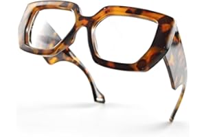 Laemzinv Oversized Square Blue Light Glasses for Women, Large Thick Frame Big Reading Eyewear for Computer and Gaming LA022