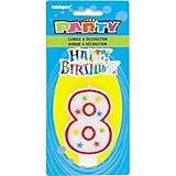 Glitter Number 8 Birthday Candle & Happy Birthday Cake Topper