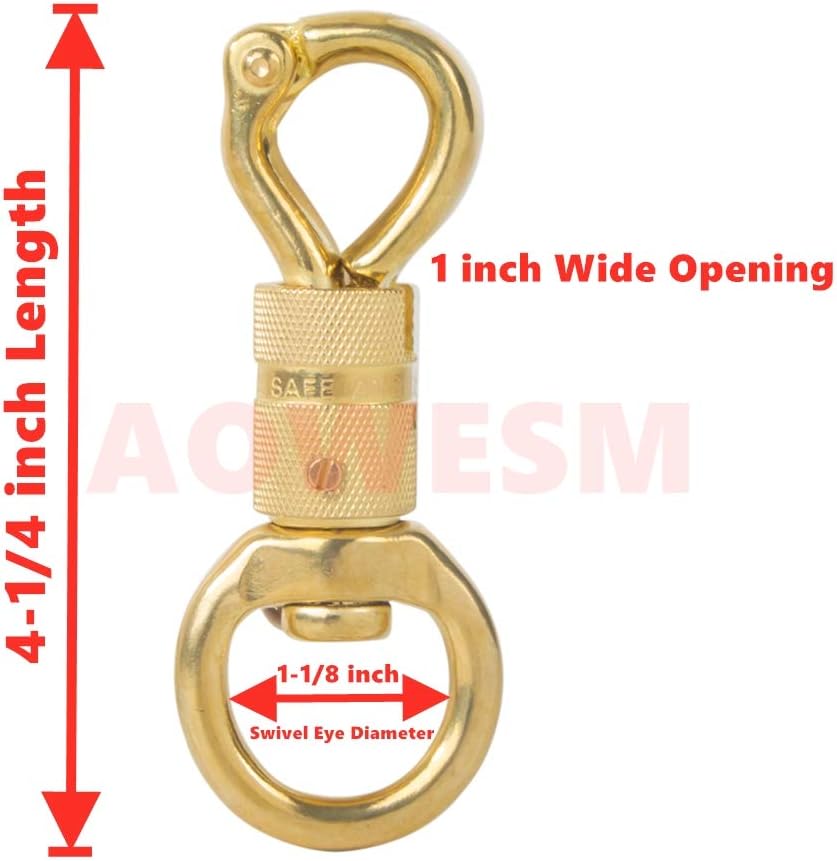 AOWESM Solid Brass Panic Snap 1-1/8 Inch X 4-1/4 Inch Quick Release with Round Swivel and Twist Body (1 Piece) : Sports & Outdoors