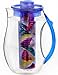 Vremi Fruit Infuser Water Pitcher - 2.5 liter Plastic Infusion Pitcher with Lid for Loose Leaf Tea - Large BPA Free Infuser Pitcher with Spout - 84 oz Sangria Pitcher Vodka Infuser Insert - Blue