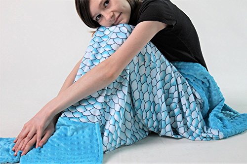 Girls Minky Dot Mermaid Tail Blanket - Large Purple Velboa Snuggle Blanket, 59 Inches - View #10