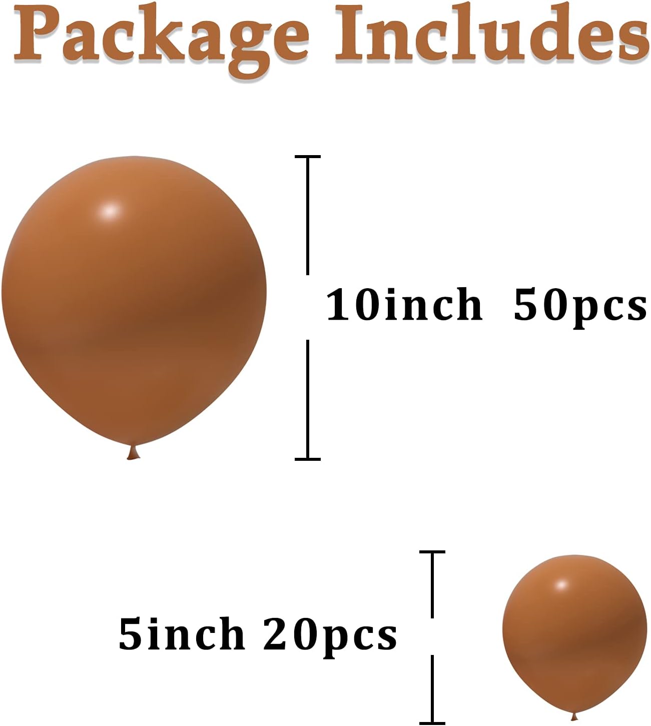 Honinda Brown Balloons Latex Party Balloons 10inch + 5inch 70pcs Helium Balloons Mocha Brown Balloons Bulk for Baby Shower Birthday Wedding Engagement Party Gender Reveal Decoration: Toys & Games