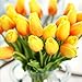 Montout 12PCS/Set PU Stunning Holland Tulip Flower Real Touch Artificial Silk Flowers Arrangement Bouquet Home Room Office Wedding Party Decor (Orange)
