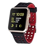Huishang Apple Watch Bracelet Bands Soft Silicone Sport Style Replacement Strap for 38mm AppleWatch Series 1 Series 2 (38mm Black Red)