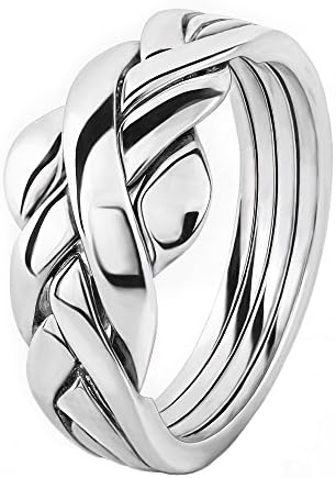 Women's Plain 4ASL 4 band STERLING SILVER Puzzle Ring